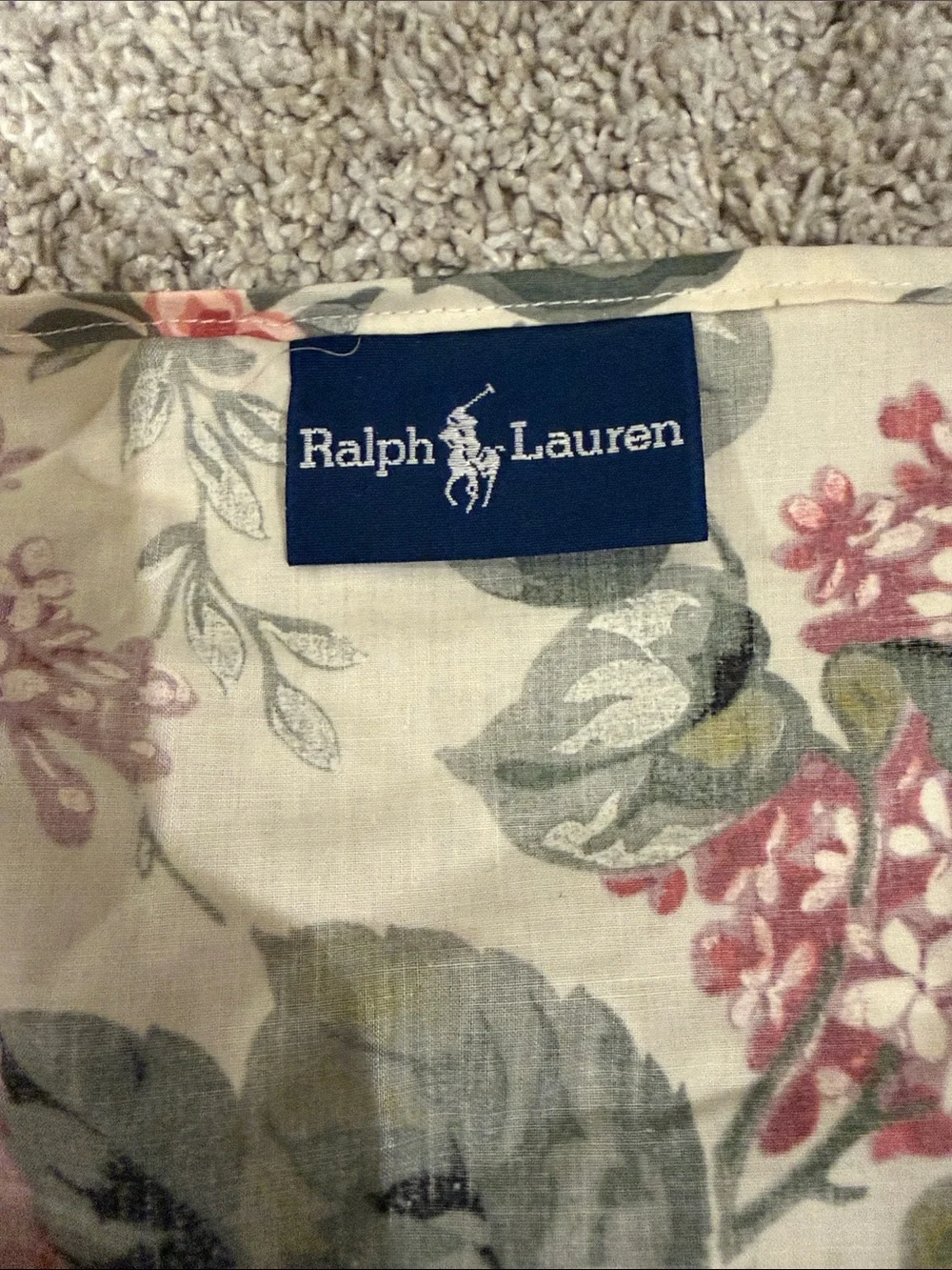 Ralph Lauren White Top Floral Ruffled Bed Skirt- Pink, Blue, Green, Gold